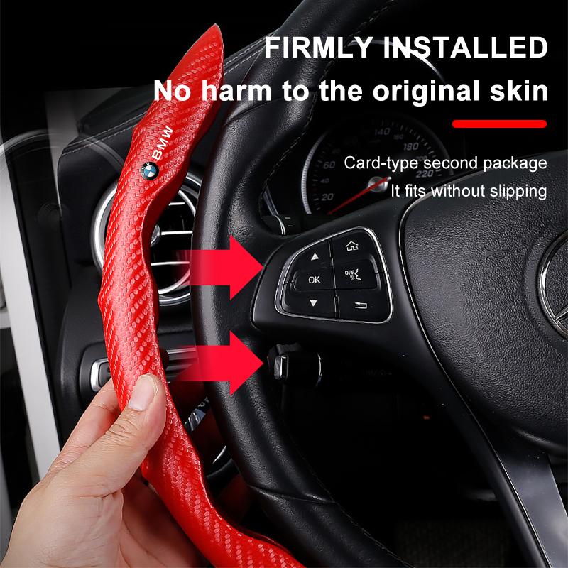 2Pcs Car Steering Wheel Cover Carbon Fiber Sports Ultra-thin Non-slip Card Cover For Bmw M Performance M3 M5 M6 F01 F20 F13 F30 F34