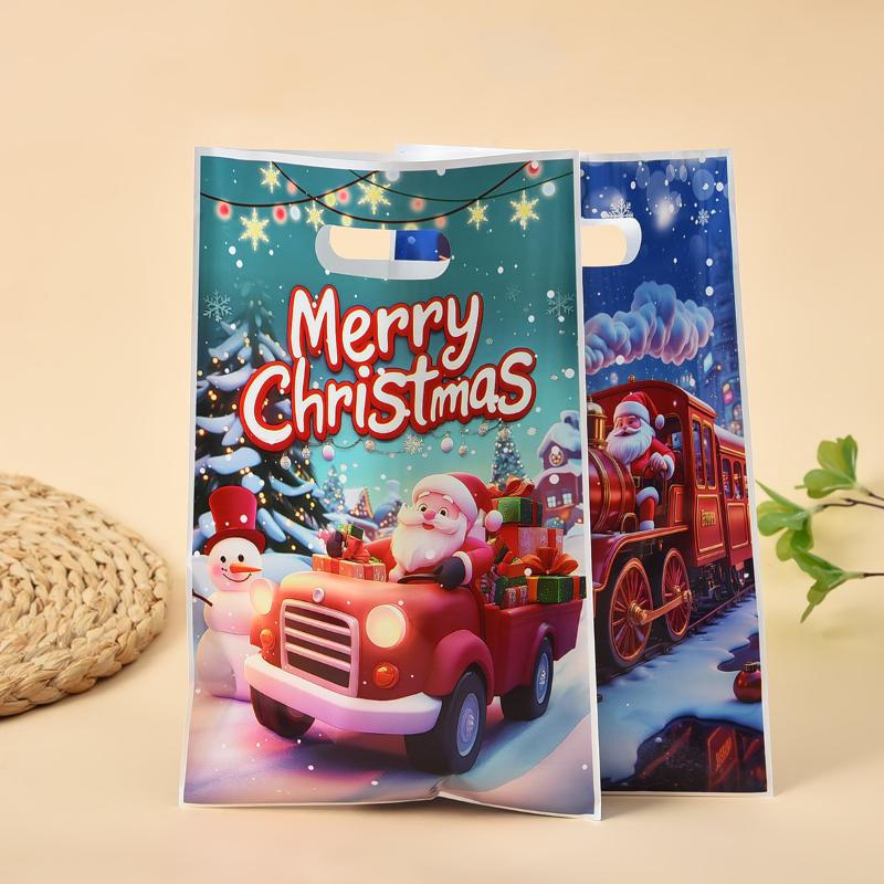 10/30/50/100Pcs Christmas Gift Bags Christmas Decorations For Home Xmas Gifts Year 2026 Santa Claus Snowman Packaging Bags
