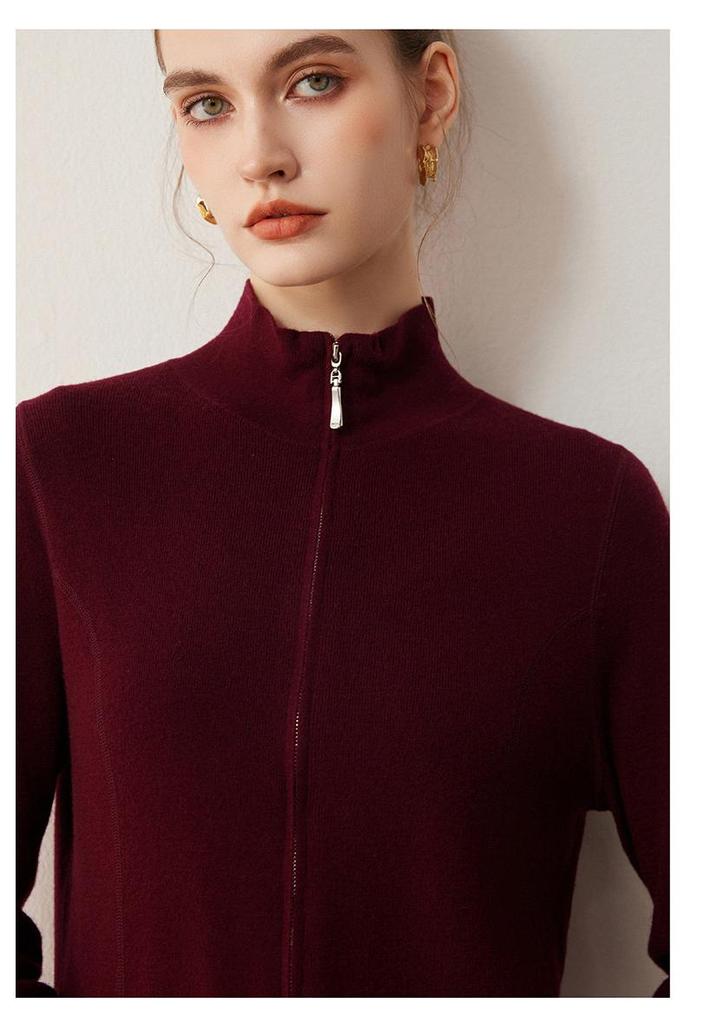 Women's Slim-fit Elegant Merino Wool Zip Cardigan - Autumn/Winter 2026 Collection