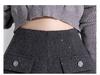 High-Waisted Black Sequin Woolen Shorts for Women - Winter 2026 A-Line Slimming Style, Perfect with Boots and Outerwear