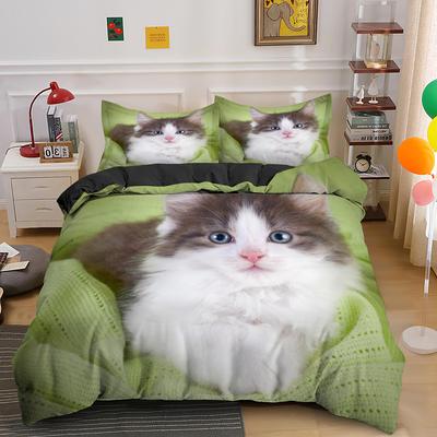 3D Lovely Cat Bettbezug-Set, niedliches Haustier Katze Bettwäsche-Set Full Queen King Size, niedliche Tiere Luxus Bettdeckenbezüge Geschenke Heimtextilien