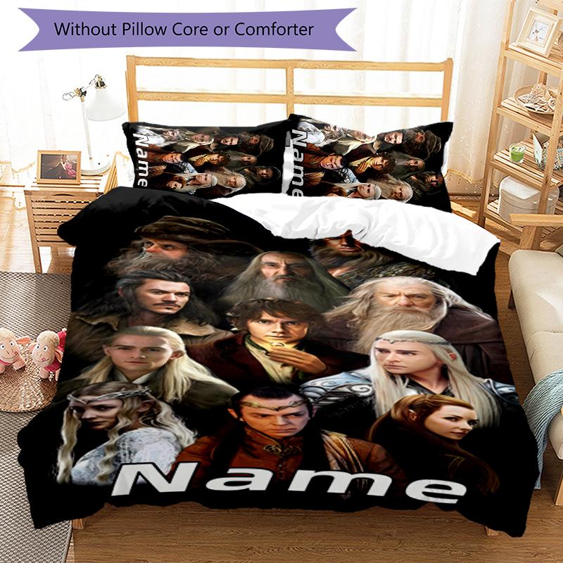 3pcs Custom Name The Fellowship of the Ring Bedding Set Duvet Cover Closure Includes 1 Duvet Cover & 2 Pillowcases for All Seasons Bedroom Decor