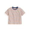 Style Pure Cotton Thin Short-Sleeved T-Shirt for Boys and Girls, Striped Half-Sleeved Shirt for Boys and Girls, Round-Neck Shirt for Older Kidsren