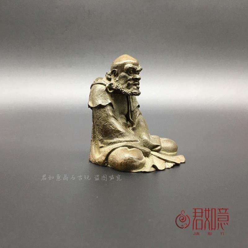 Patriarch Small Ornament Solid Bodhidharma Bronze Buddha Statue Exquisitely Carve