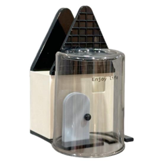 

Toothbrush Holder with Transparent Mouthwash Cup Wall Mount Nail-Free Self Adhesive Organizer House Shape чорний