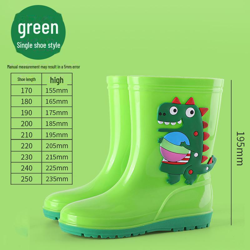 "Dinosaur Kids' Mid-Tube Rain Boots for Boys and Girls"