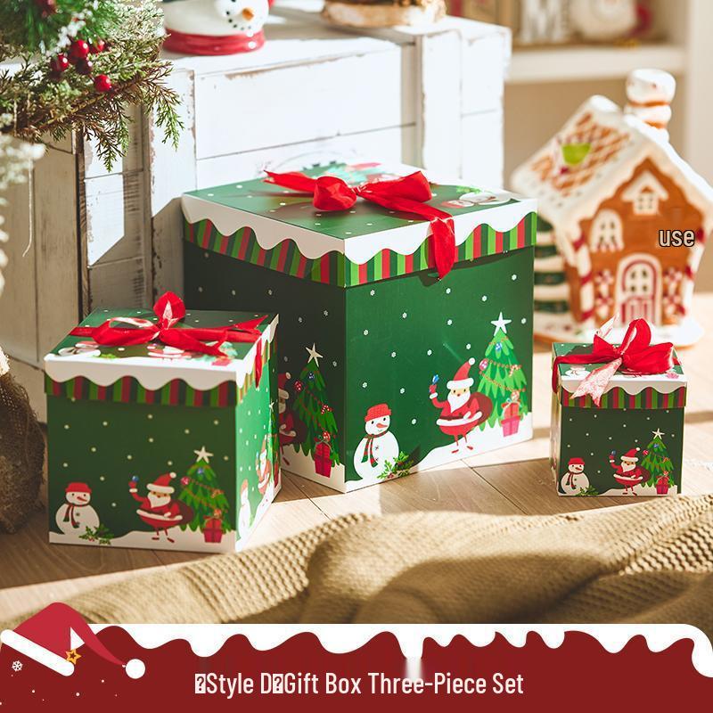 Santa Claus Figurine Christmas Eve Gift Box for Window Decor