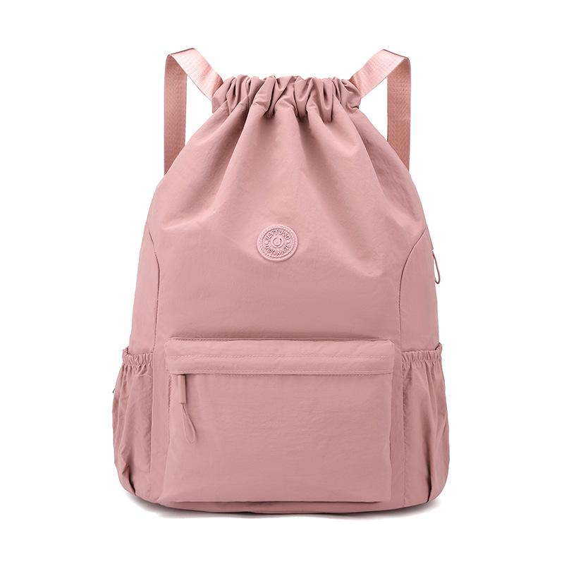 Drawstring Backpack with Frt Zipper Pocket Lightweight Casual Bag Unisex Gym Travel School Backpack