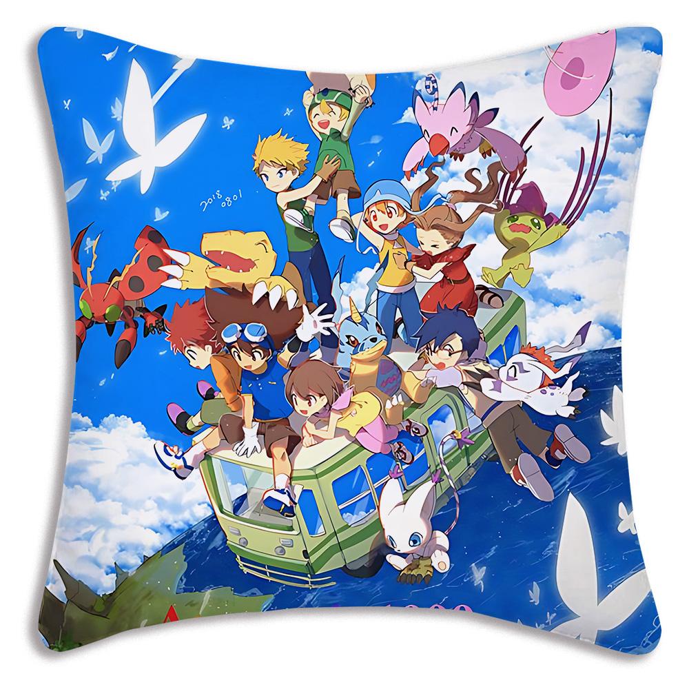 Anime For D-Digimons Pillow Covers Cartoon Sofa Decorative Home Double-sided Printing Short Plush Cute Cushion Cover