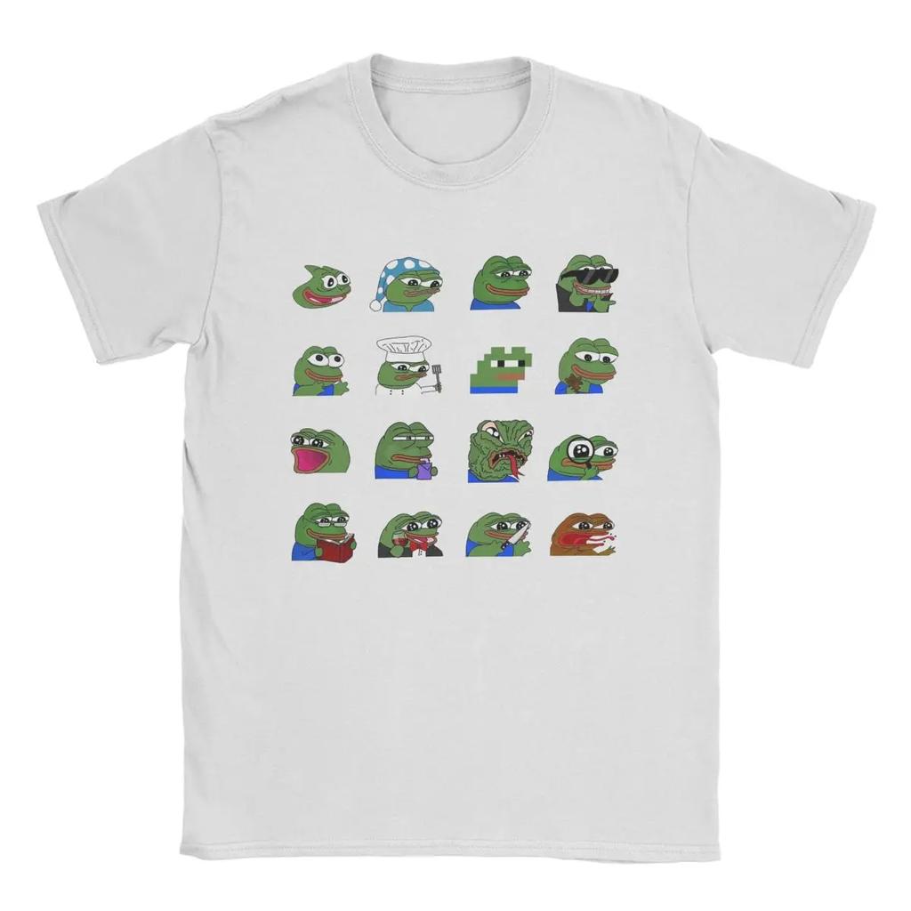 Pepe Peepo Variety Set Men T Shirt Fun Tees Short Sleeve Crewneck T-Shirts Pure Cotton Graphic Tops
