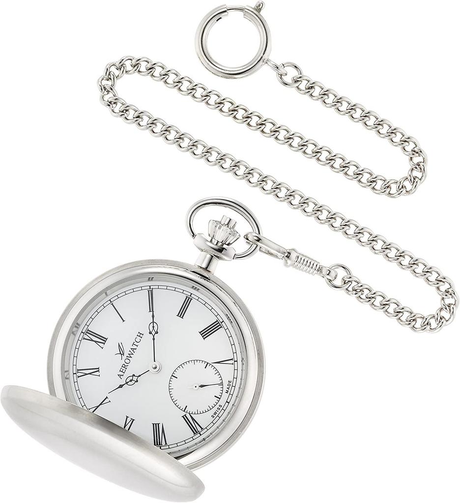 Pocket Watch Aerowatch Mechanical Manual Winding Swiss Made 55831 AA01 Silver [AEROWATCH] Men's
