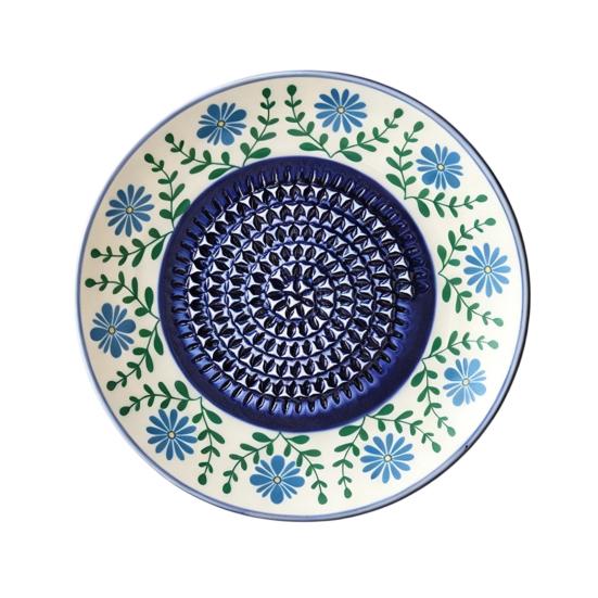 Ceramic Garlic Grinder Plate Bowl, Manual Ginger Fruit Zester Grater Dish, All-in-One Prep Mixing Serving Tray, Modern Minimalist Kitchen Tool