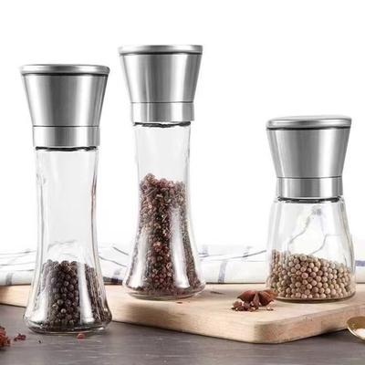 2Pcs Pepper And Salt Grinder with Adjustable Coarseness Refillable Stainless Steel Mill Manual Spice Grinder