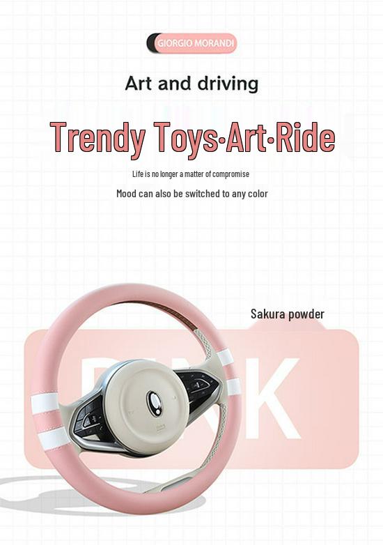 Universal D-Shape Leather Steering Wheel Cover: Ultra-Thin, Breathable, Non-Slip, All-Season Design