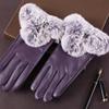 Winter Women's Leather Gloves for Cold and Warm Fashion Soft Burr Plus Velvet Thick Touch Screen Gloves