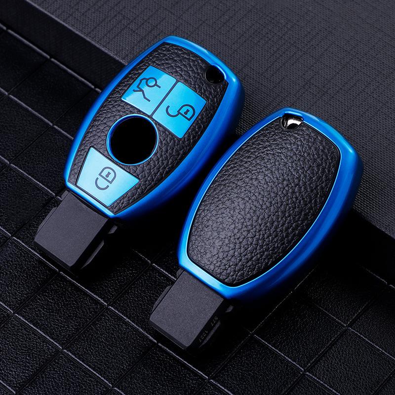 Mercedes Key Cover for C200L, CLA220, E260, GLK300, ML, R-Class, C-Class, GLC with Keychain Buckle.