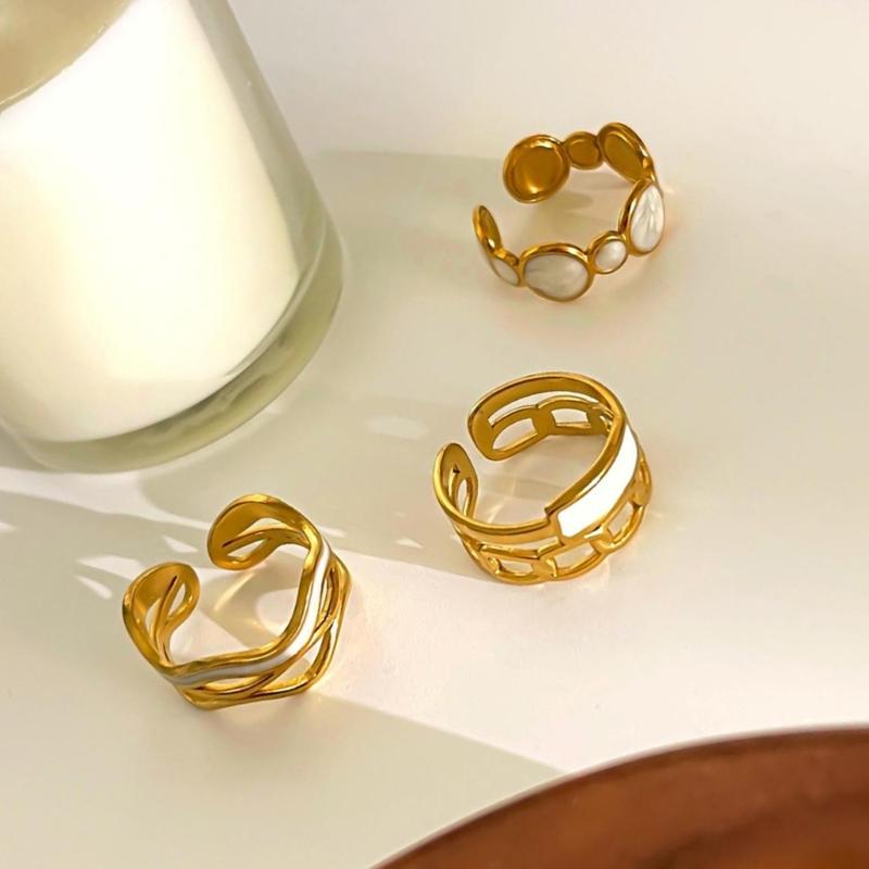 Elegant Finger Rings Party Accessories Geometric Weddings Rings Stainless Steel Texture Suitable for Fashion Casual Look