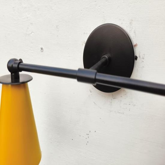 Mid Century Modern Yellow Double Wall Sconce, Brass Stilnovo Style Lamp Gift