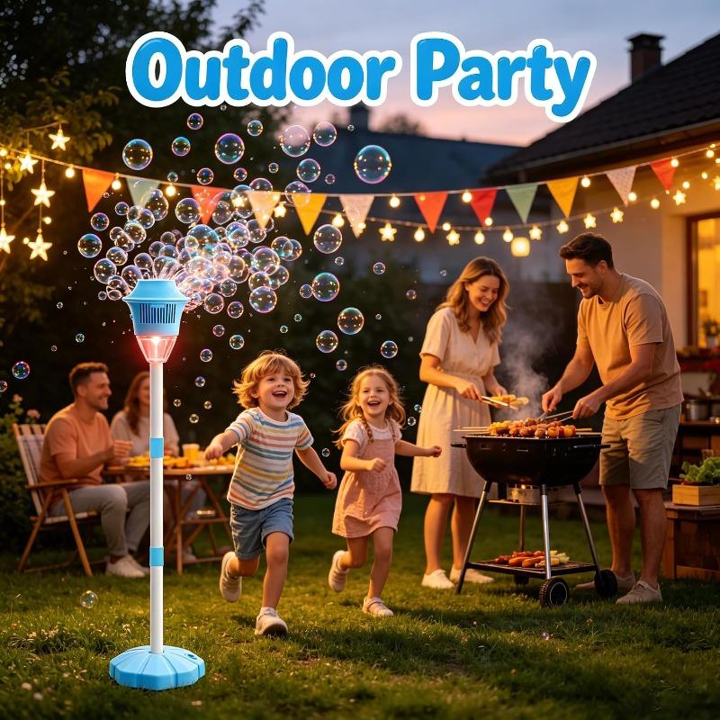 Automatic Bubble Machine with Lights & Music - 47" Standing Bubble Maker for Kids - Rechargeable High-Stability Bubble Stand Machine with 3-Level