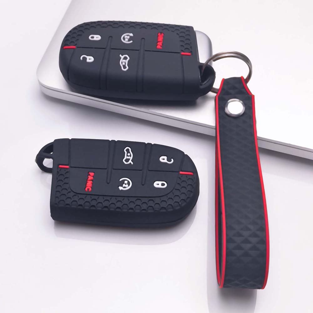 Key Shell Cover for Jeep cherokee challenger charger durango 1500 2500 3500 grand journey with Keychain Anti-Scratch Guard Shockproof Protection