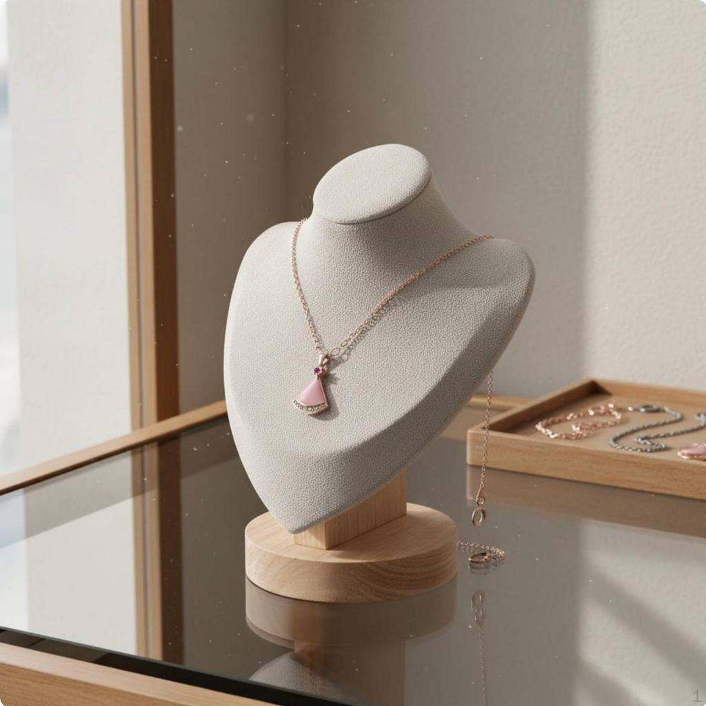 Necklace Display Bust Elegant Design Jewelry Solid Wood Construction Mannequin
