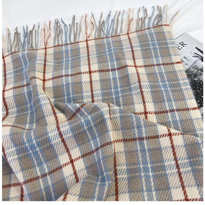 Plaid Scarf Women's Autumn and Winter New Thickened Imitation Cashmere Scarf Fashion Fringed Warm Shawl