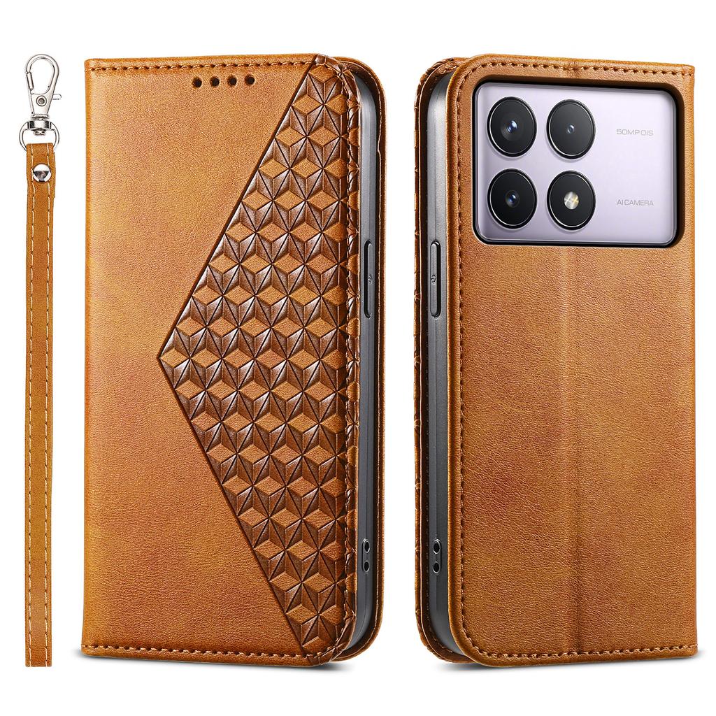 Für Xiaomi Poco F6 Pro 5G/Redmi K70 5G/K70 Pro 5G Brieftaschen-Handyhülle Kalbslederstruktur PU-Leder Klappabdeckung