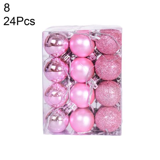 24 Stück 3 cm große Kunststoff-Weihnachtsbaumkugeln für Zuhause, Party, hängende Ornamente