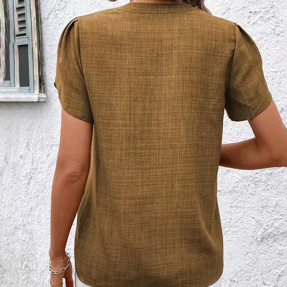 Women Short Sleeve Blouses Summer V Neck Casual Print Office Lady OL Street Personality Shirts Blusas Elegant Finas Para Mujer