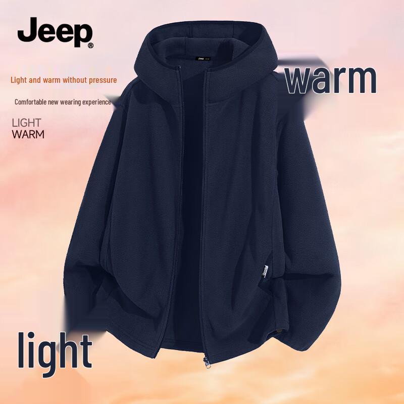 JEEP Men s Thickened Fleece Zip-Up Jacket L