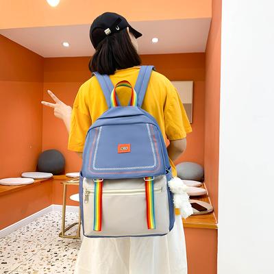 2025 New Korean Version Harajufeng Junior High School Student Schoolbag Large-capacity Contrasting Color Outdoor Backpack Travel Bag Female