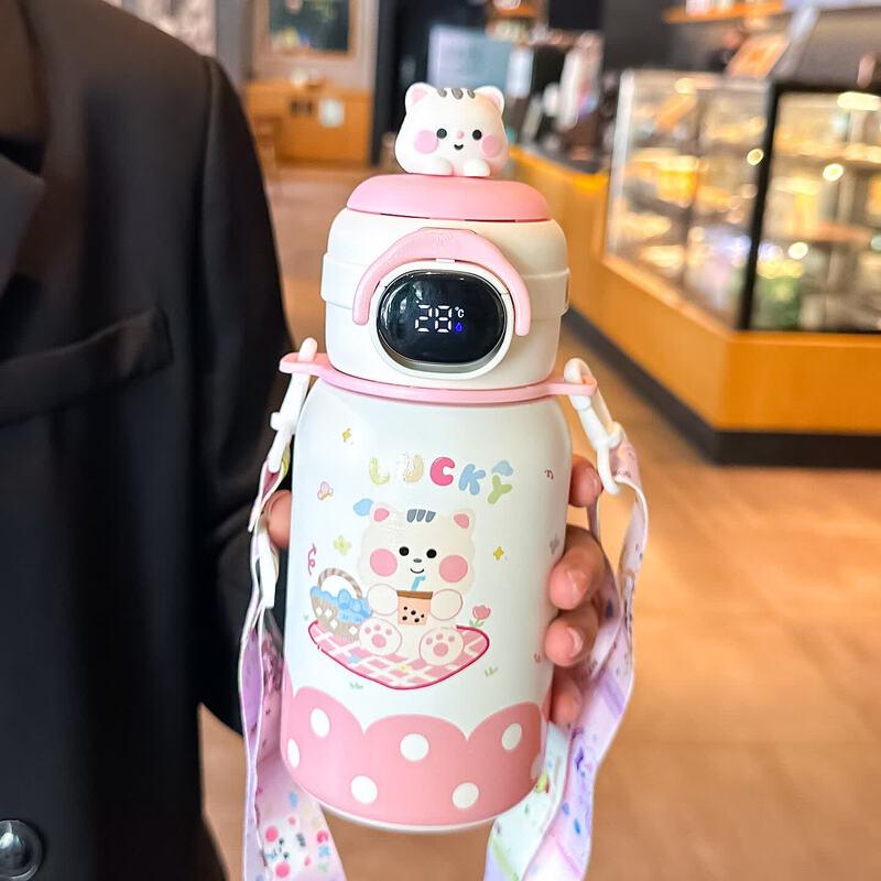 Qiwei Smart Temperature Display Children's Thermos Straw Cup