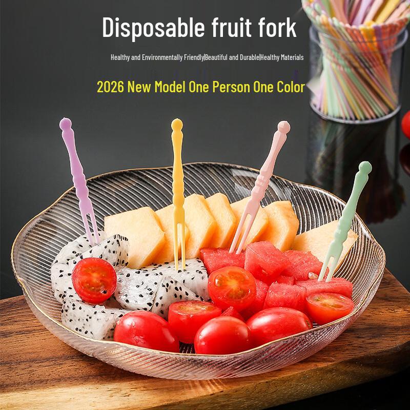 OLOEY Disposable Bamboo-Joint Plastic Fruit Forks