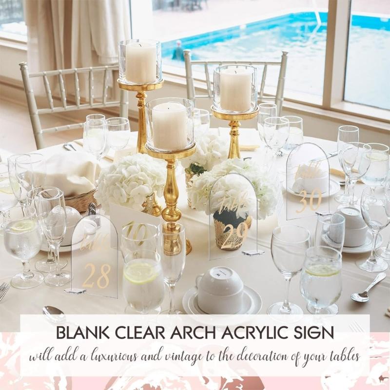 1-30 Acrylic Wedding Table Numbers Card with Stand for Wedding Banquet Event Party Restaurant Printed Clear Number Sign