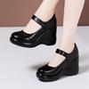 Scarpe Donna in Vera Pelle Scarpe con Plateau da Donna Scarpe Zeppa Punta Tonda da Donna Moda Comfort Morbida Pelle di Mucca Scarpe per Mamma 32-43