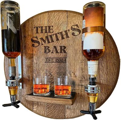Personalized Wall Mount Liquor Dispenser for Home Bar Custom Alcohol Decanter Wit Name Wooden Whiskey Decanter Set for Man Cave Christmas GiftNo Panel