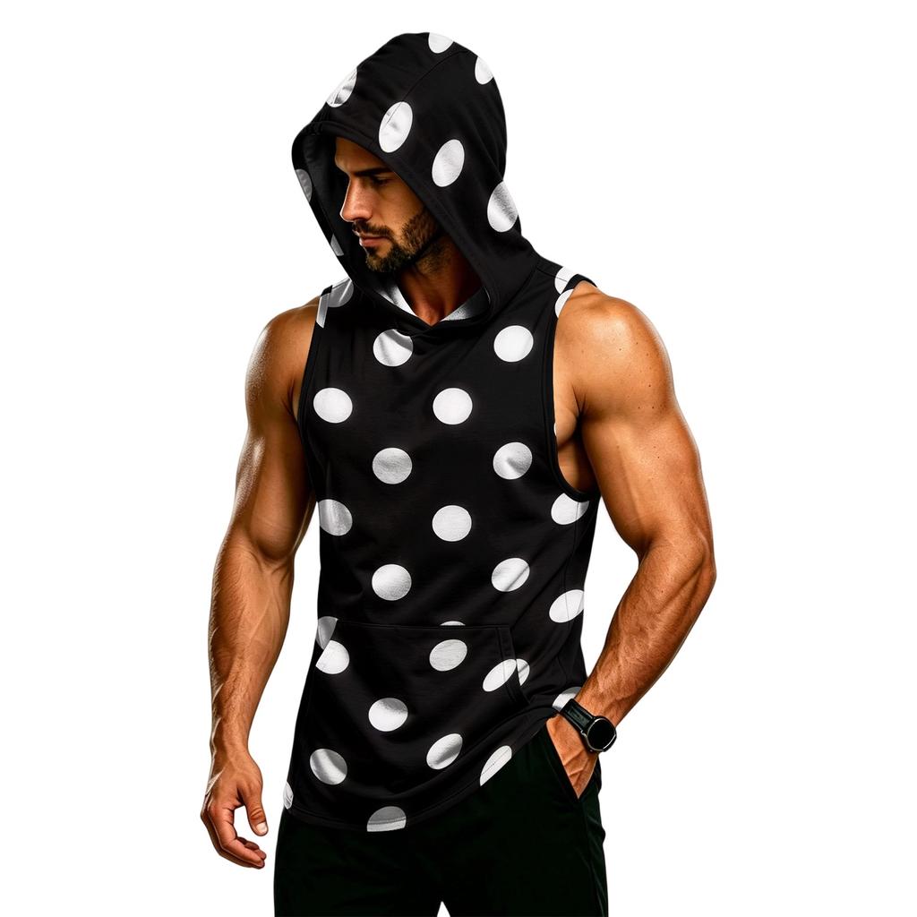 Men's Sleeveless Hoodie Muscle Fit Tank Top Breathable Quick Dry Gym Workout Fitness Vest for Training