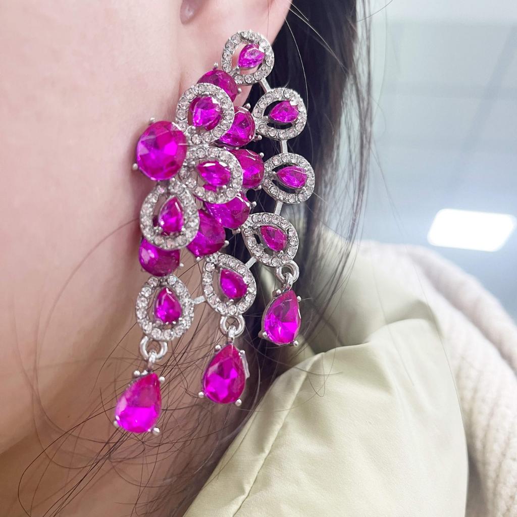 Fashionable and Exaggerated  Earrings Female Earrings With a Sense of Design Peacock Screen Opening Bride Luxury Jewelry