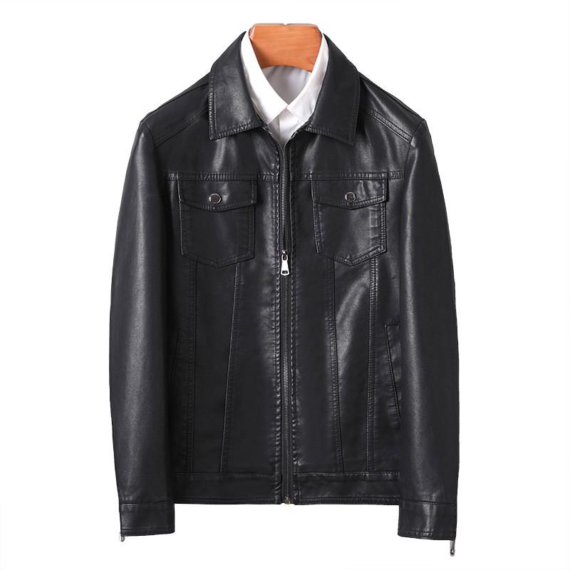Mens Slim Fit PU Leather Jacket Casual Biker Style Fall Outerwear Youth