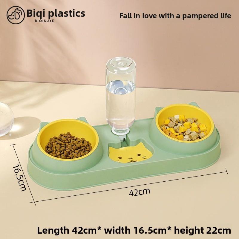 Pet Cat Food And Water Bowl Set With Antispill Design For Home Use