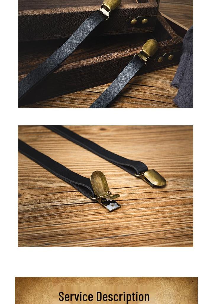 Unisex Non-Slip Retro Leather Suspenders for Pants