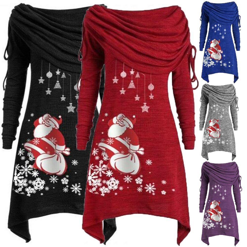 Elegante Maglione Natalizio da Donna con Babbo Natale e Maniche Lunghe Accoglienti