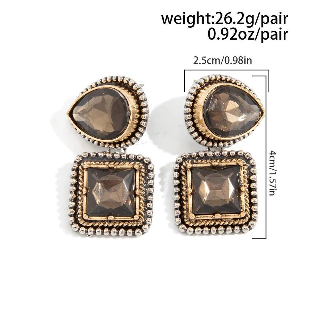 IngeSight.Z Vintage Geometric Irregular Acrylic Drill Drop Earring Woman Classic Luxury Banquet Party Ear Accessory Jewelry Gift
