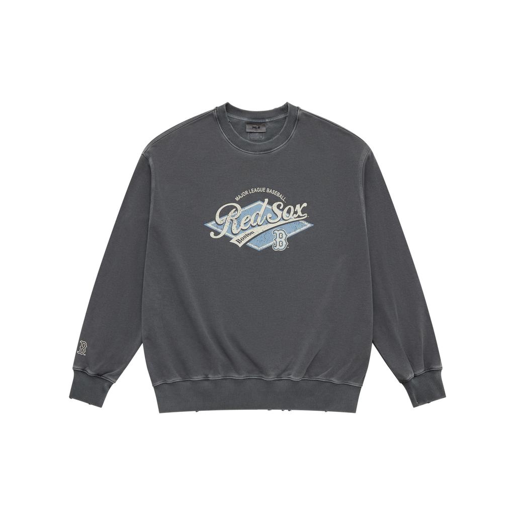 New MLB Preppy Style Collection Boston Red Sox SS25 Crewneck Sweatshirt Unisex Dark Charcoal Gray 3AMTV0751-43CGD