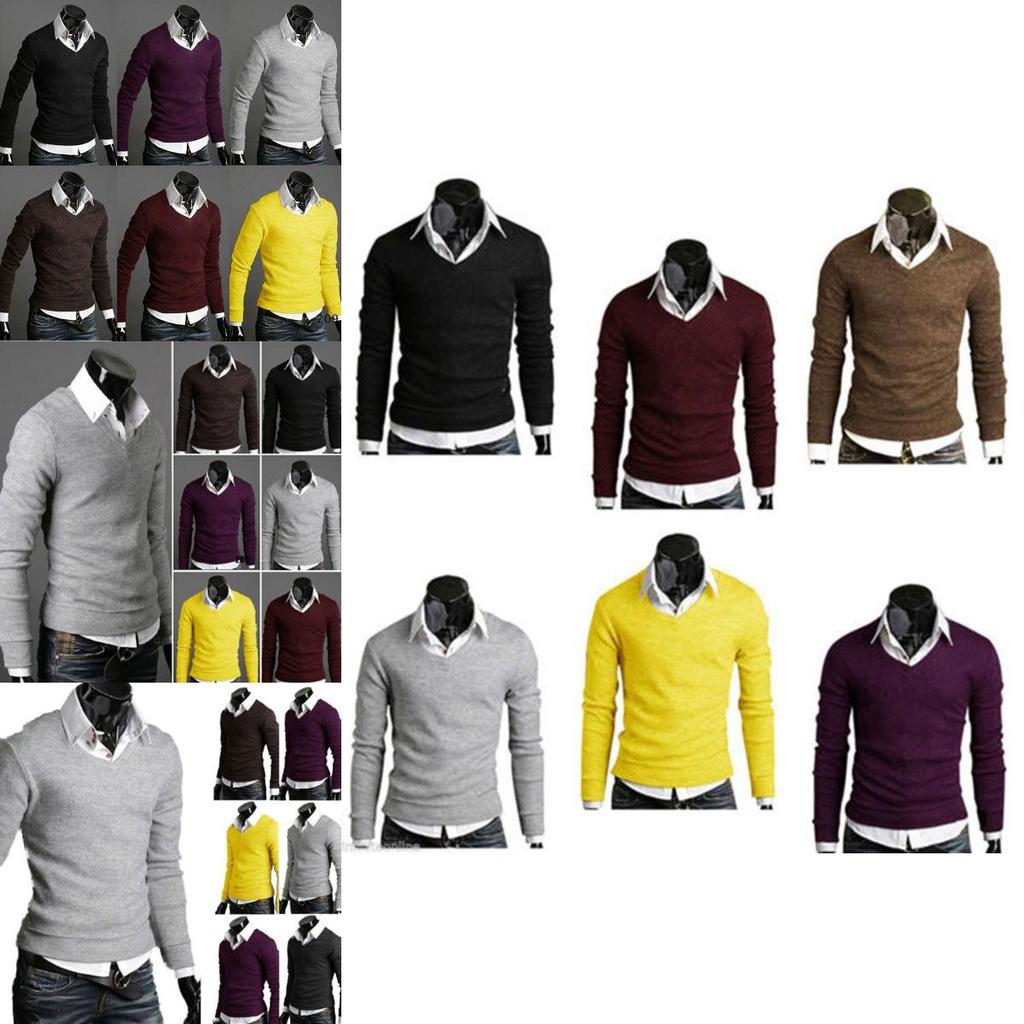 Stylish Men's Long Sleeve V-neck Knitted Cardigan Pullover Warmer Jumper Sweater Shirt Top For Casual Wear