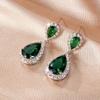 Two Tier Teardrop Halo Dangle Stud Earrings Multi Color Option Women Wedding Formal Drop Ear Jewelry