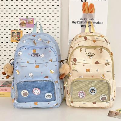 Cute Japanese Transparent Bag Large Capacity Backpack Female Student Schoolbag Junior High School High School Student High Value Backpack