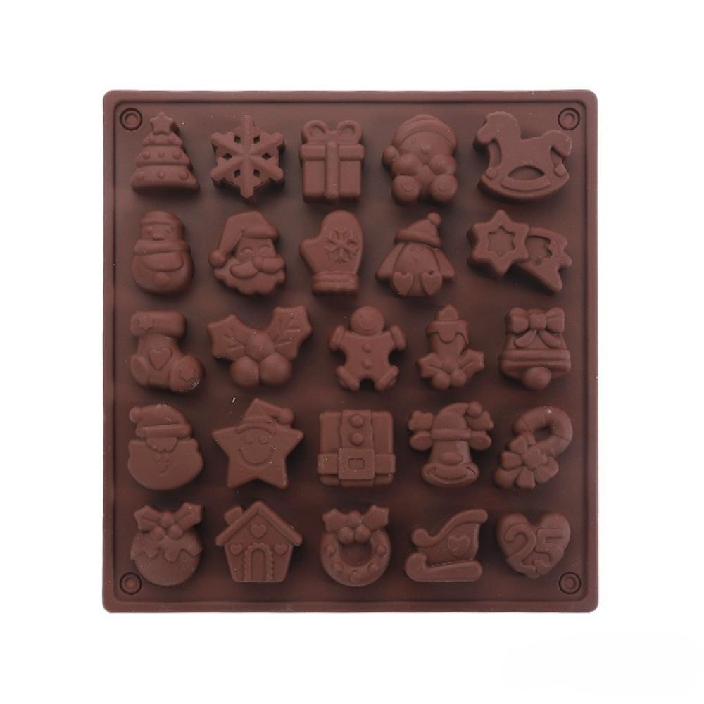 Silicone Christmas Chocolate Mold Multi-Use Candy Gummy Jelly Ice Cube Gingerbread Santa Bell Holly Shapes Reusable