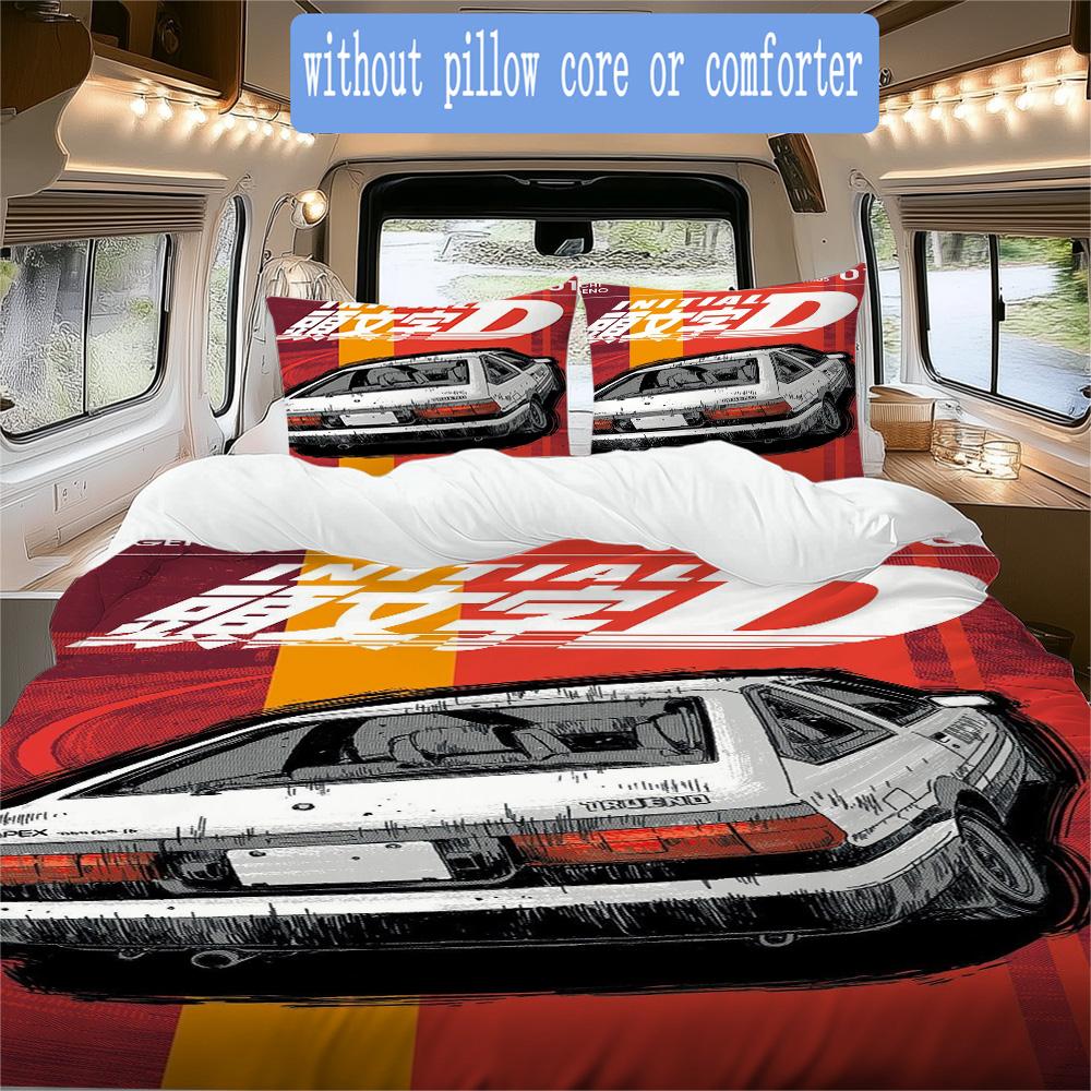 Initial D Pattern Bedding,Quilt Set Quilt Cover Pillowcase Home Birthday Gift (1*duvet cover+2*pillowcase,without core)SSJT0917215