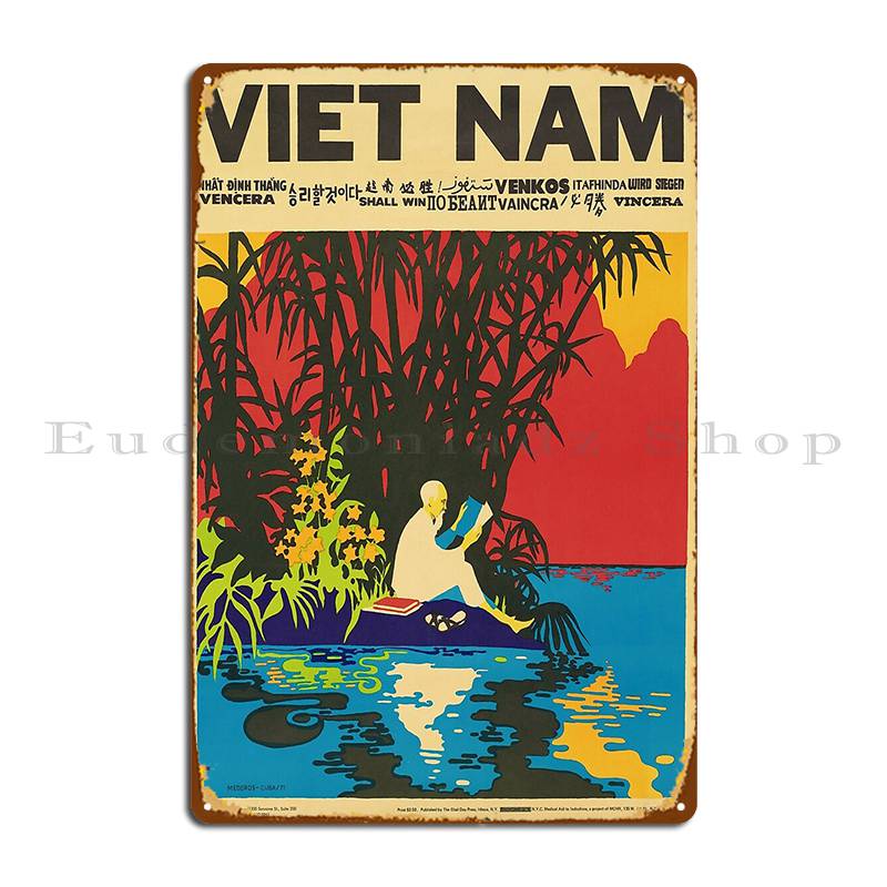 

Vietnam Shall Win Ho Chi Minh War Struggle 1971 Poster Metal Plaque Cinema Kitchen Pub Plates Personalized Party Tin Sign Poster 20x30cm
